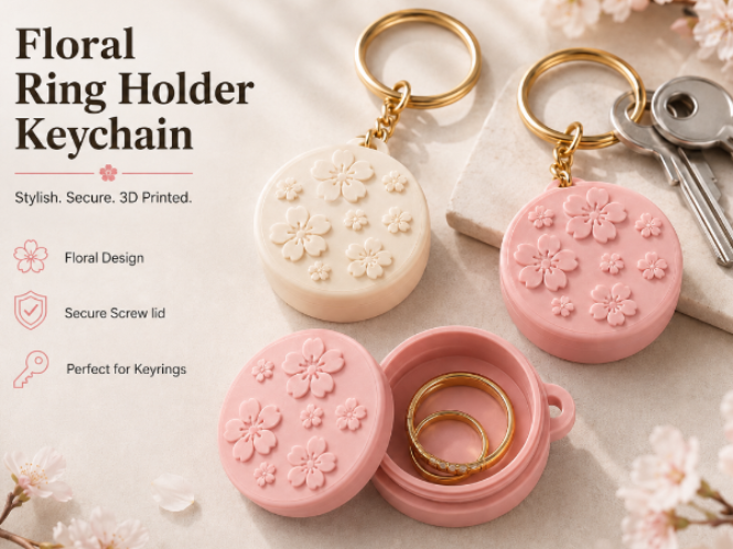 Floral Ring Holder Keychain