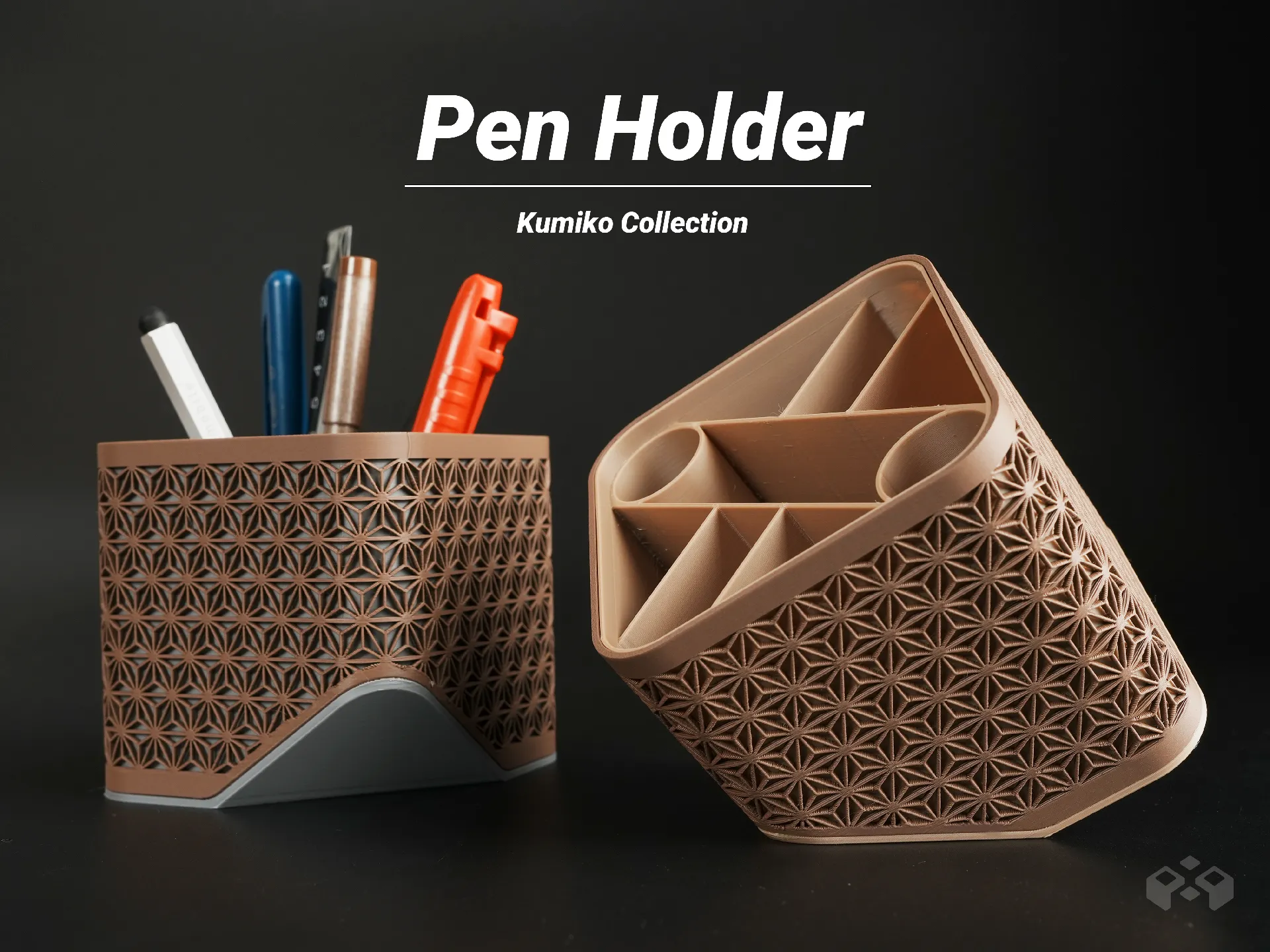 Kumiko Slanted Pen & Desk Organizer