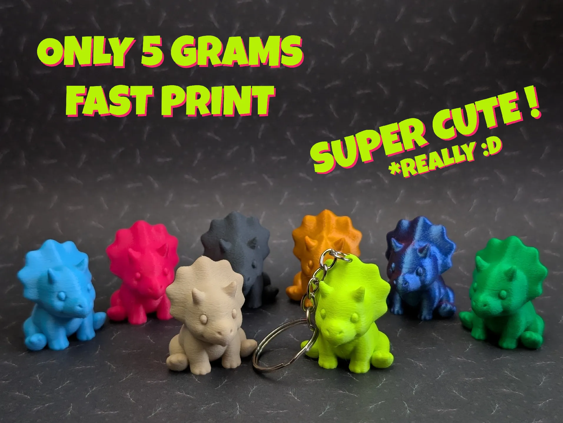 Mini Triceratops Keychain
