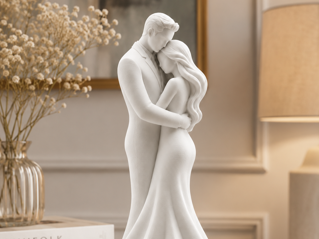 Loving Couple Embrace Sculpture